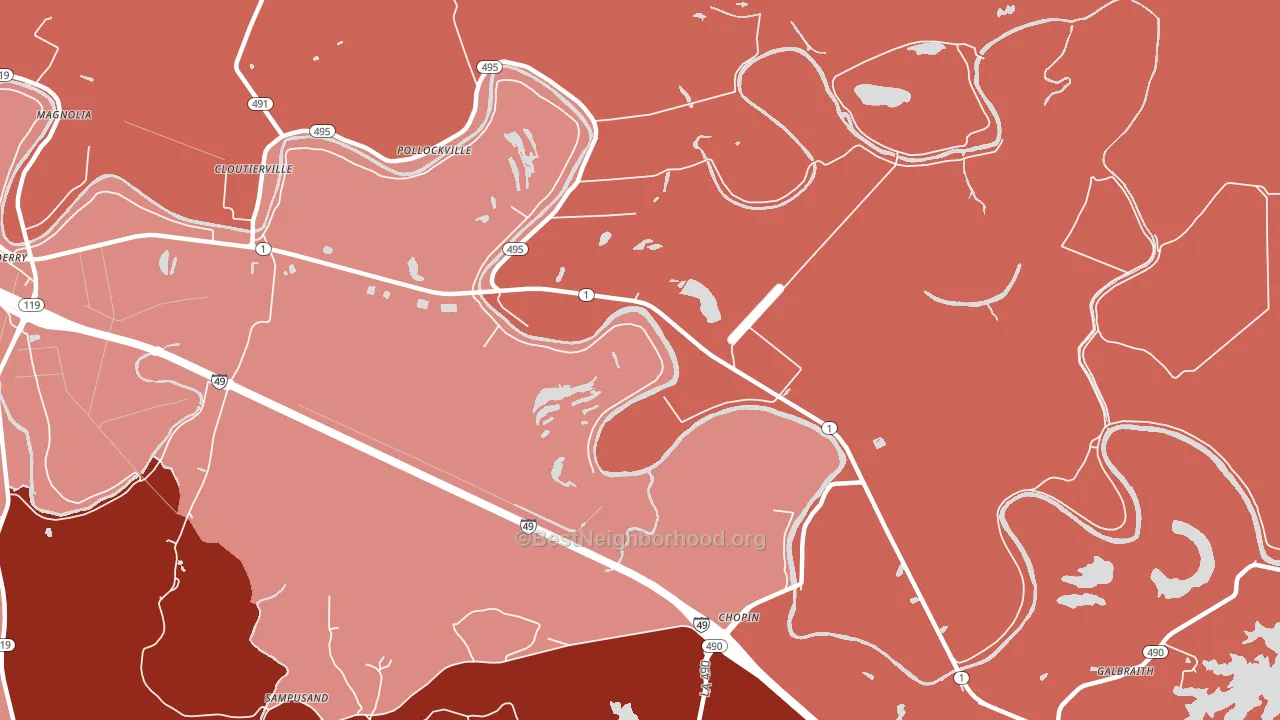 Chopin, LA block-group political-lean map