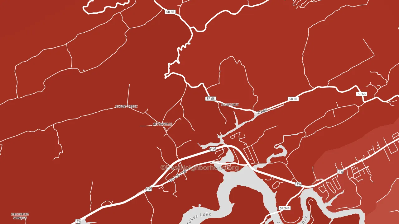Choptack, TN block-group political-lean map