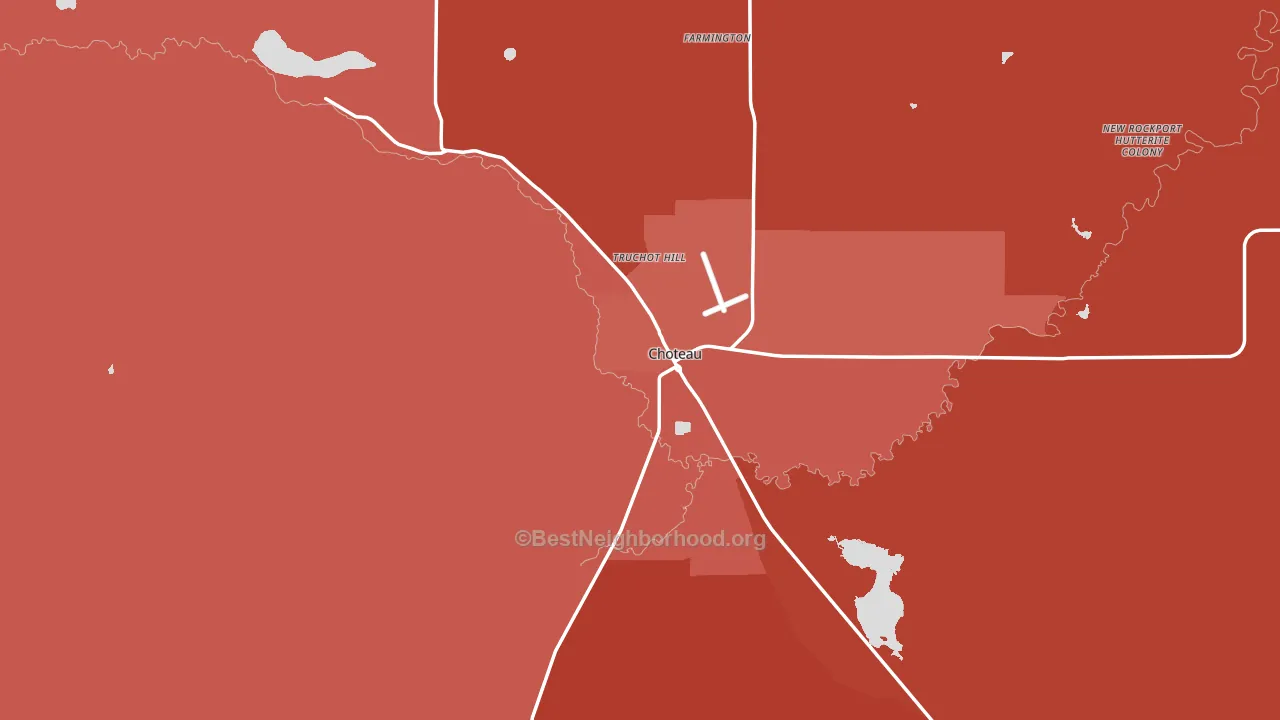 Choteau, MT block-group political-lean map