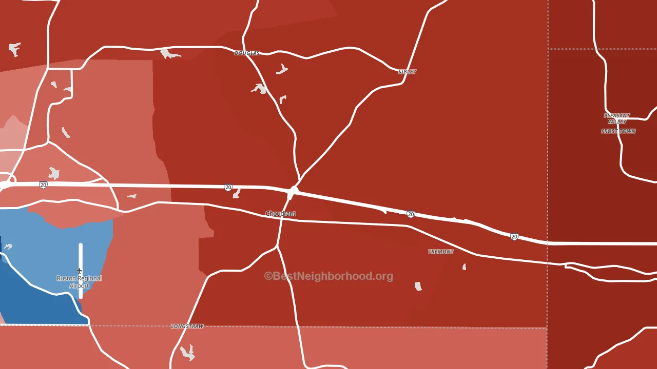 Choudrant, LA block-group political-lean map