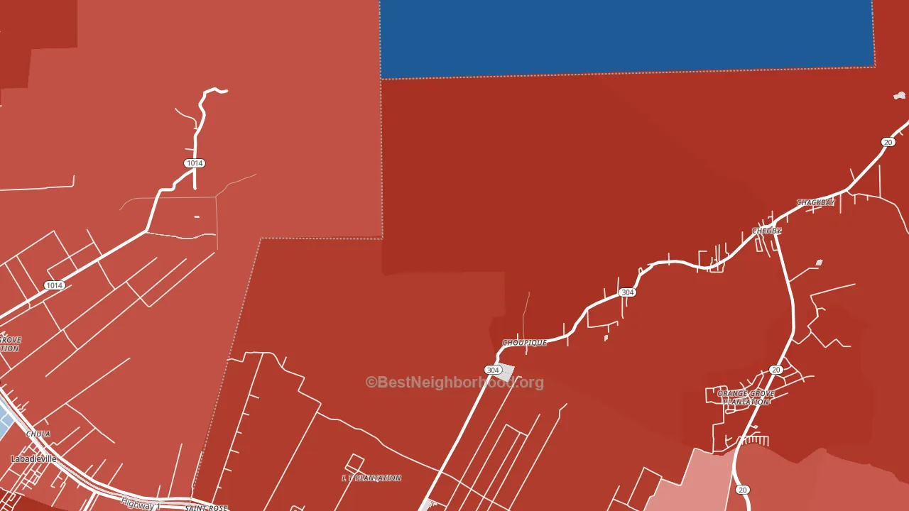Choupique, LA block-group political-lean map