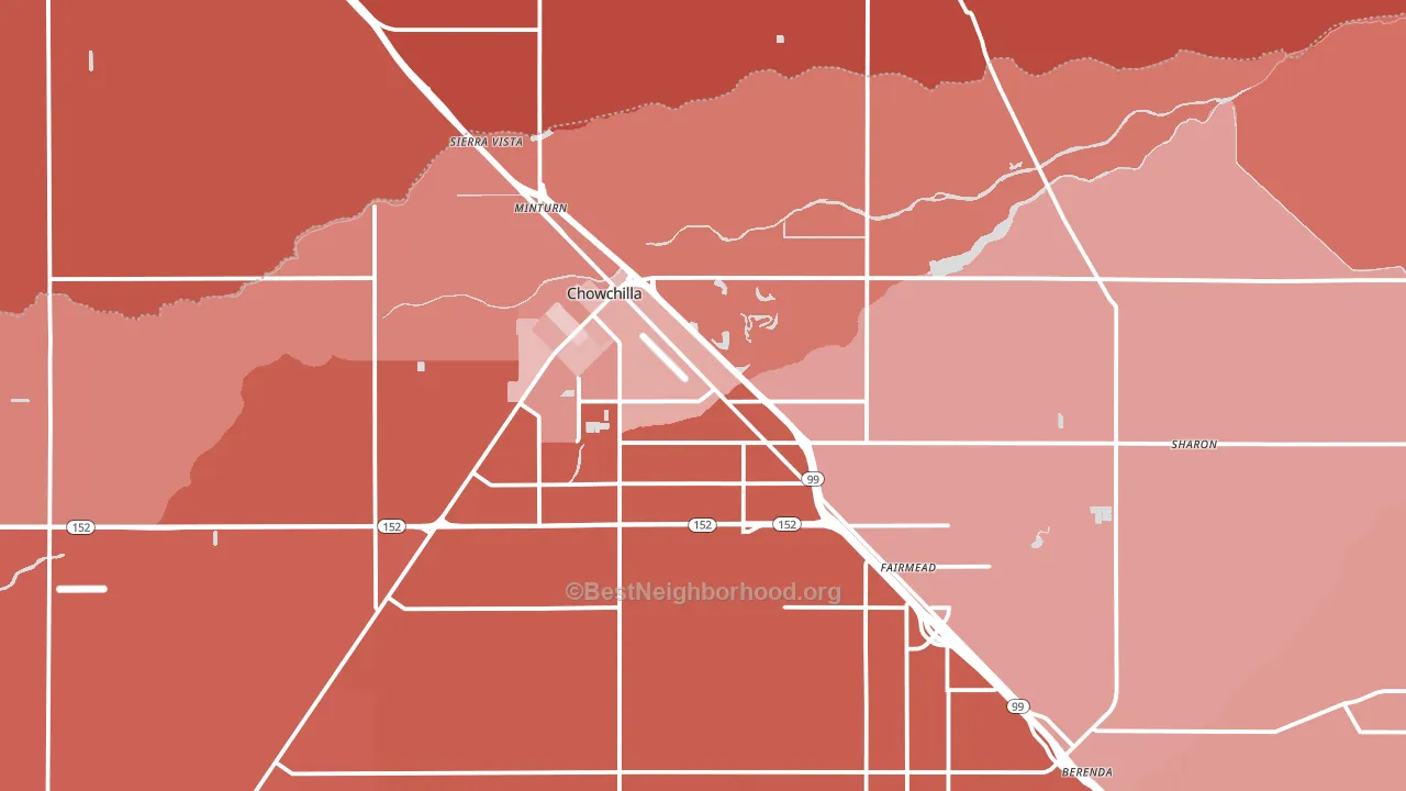 Chowchilla, CA block-group political-lean map