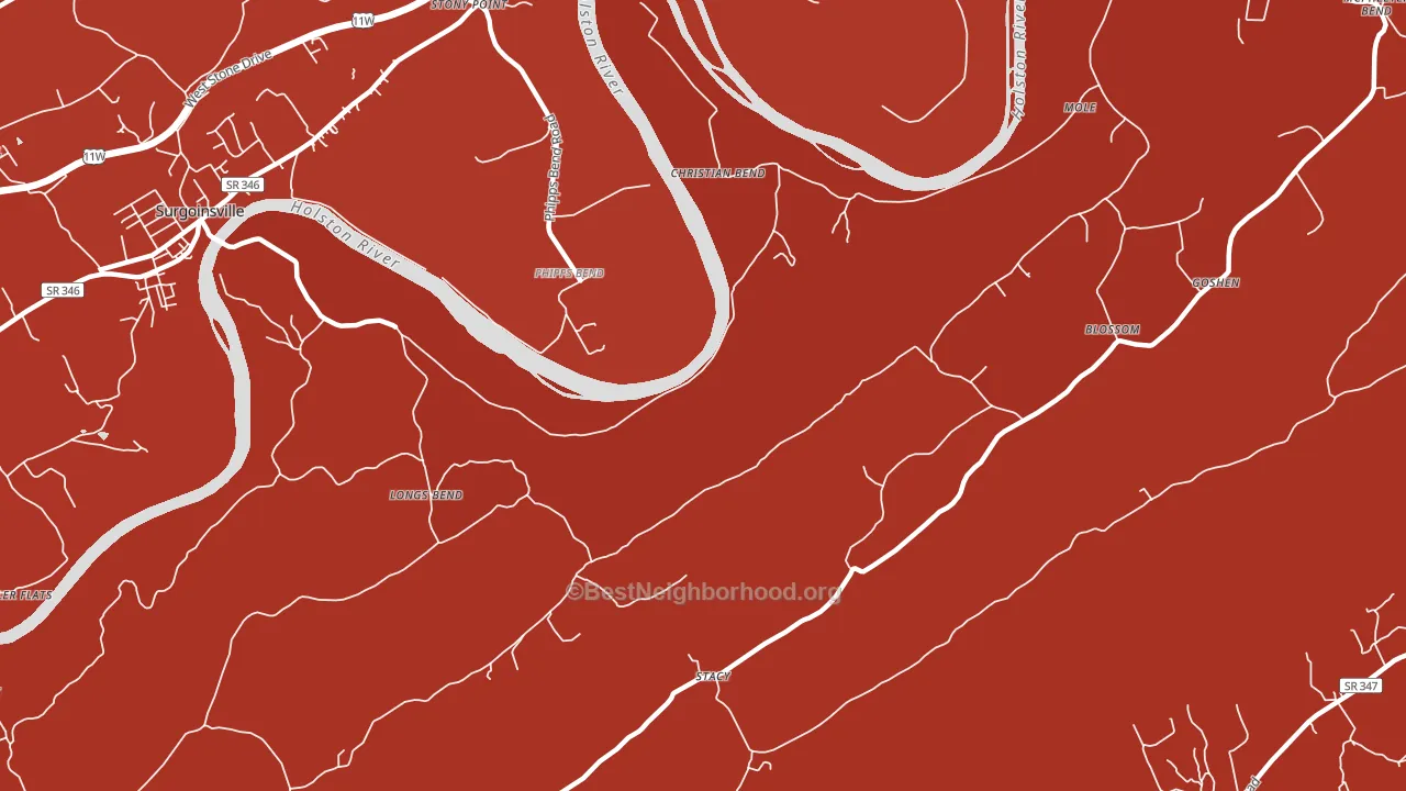 Christian Bend, TN block-group political-lean map