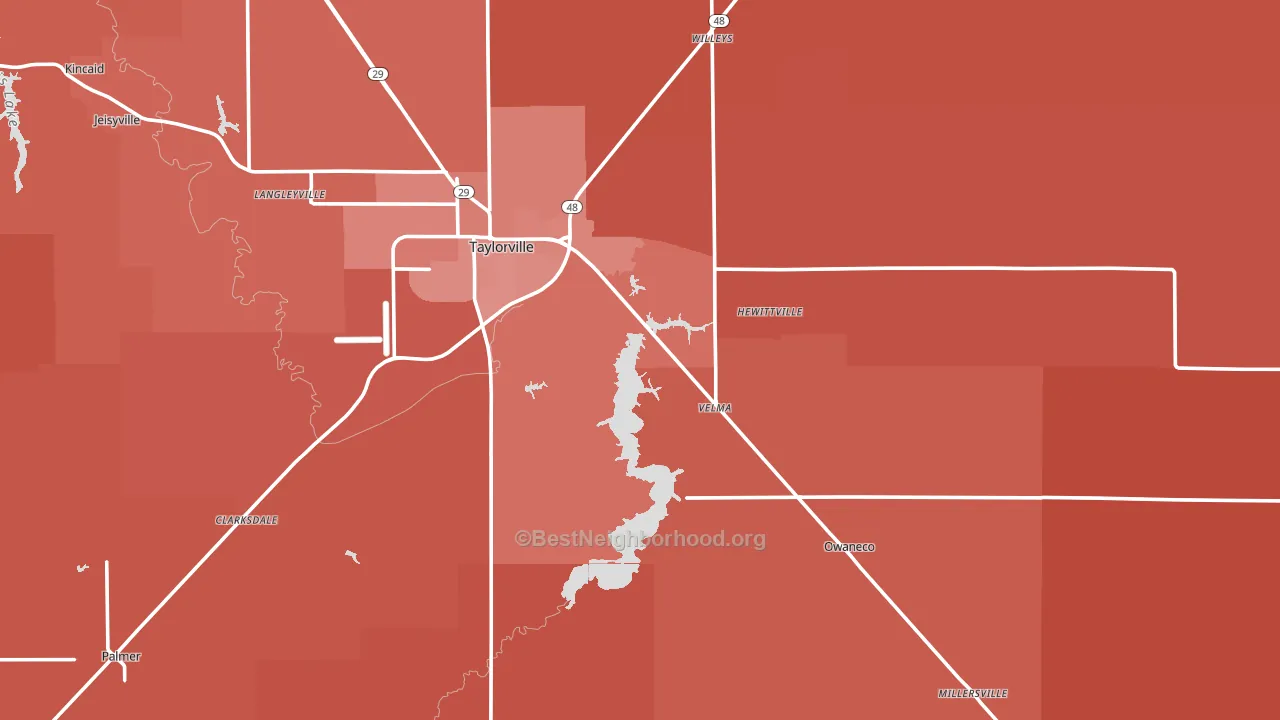 Christian County, IL block-group political-lean map