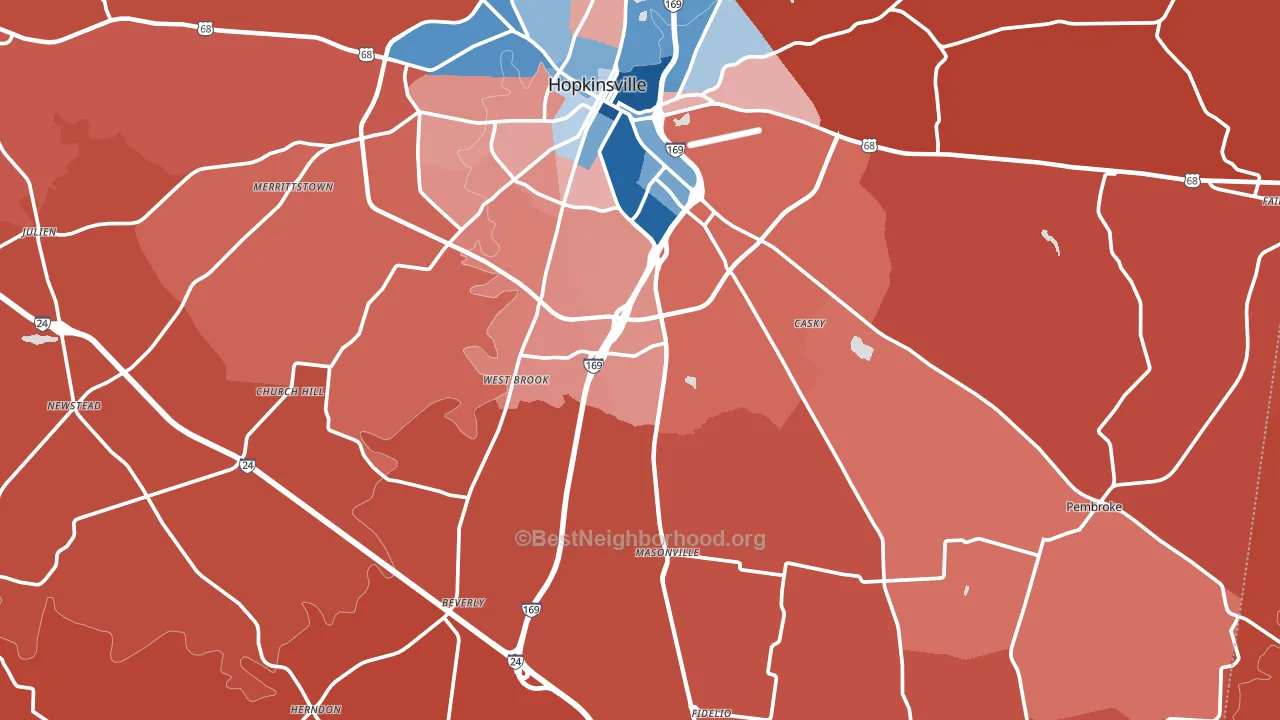 Christian County, KY block-group political-lean map