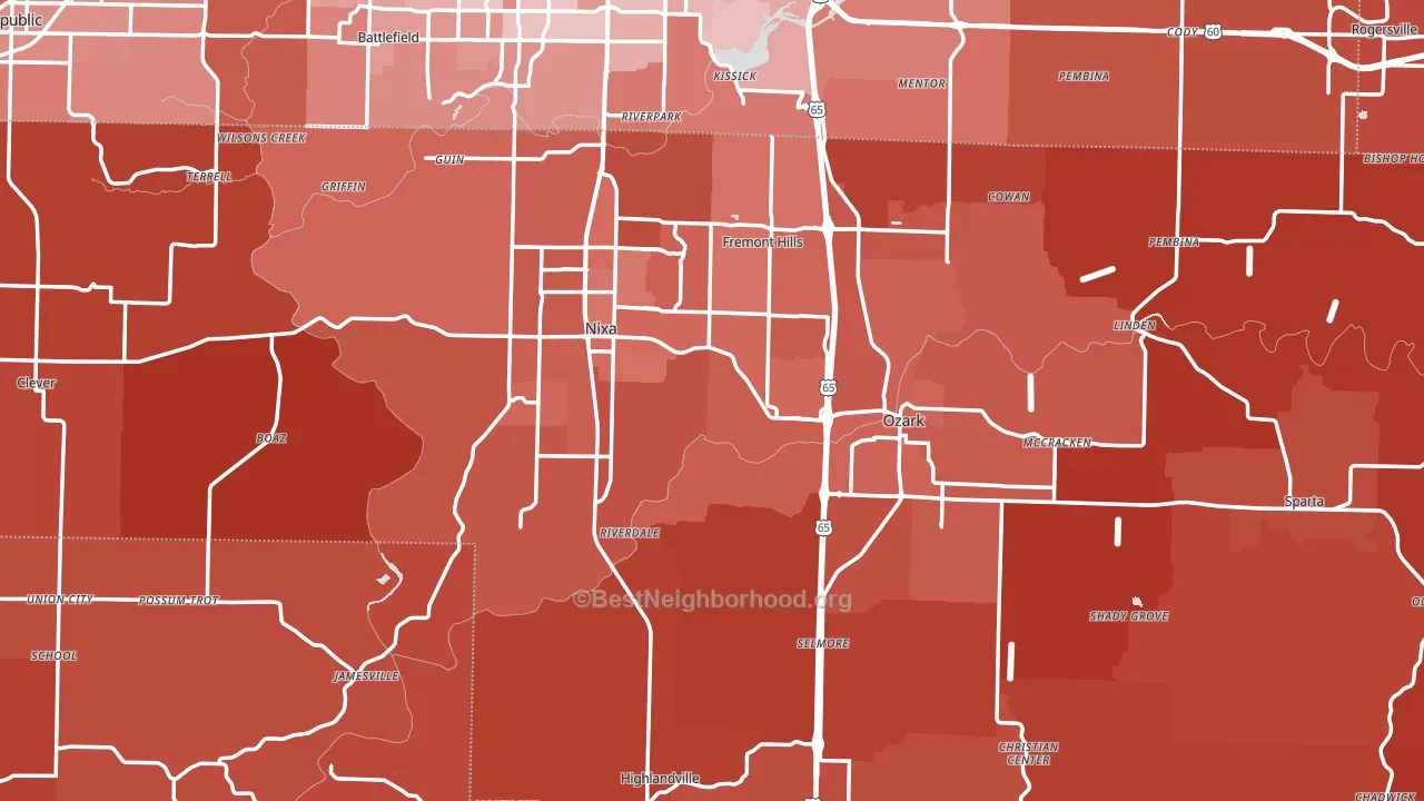 Christian County, MO block-group political-lean map