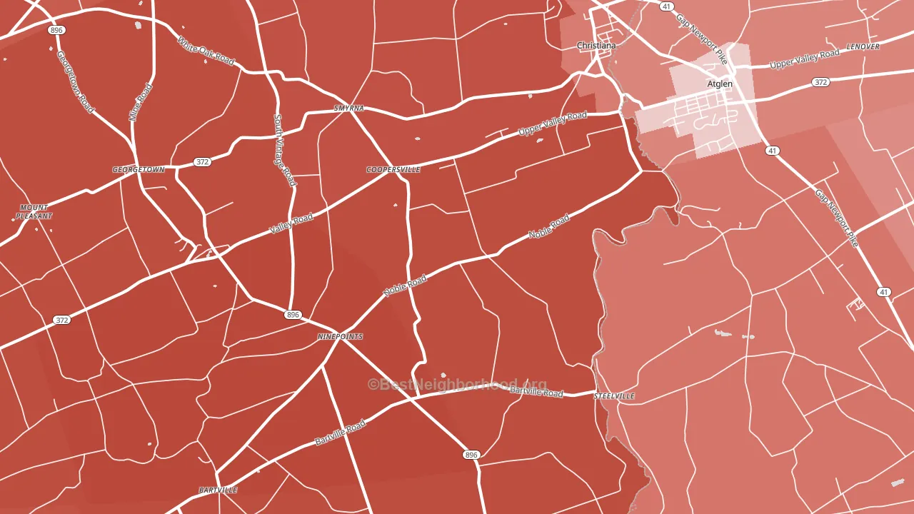 Christiana, PA block-group political-lean map