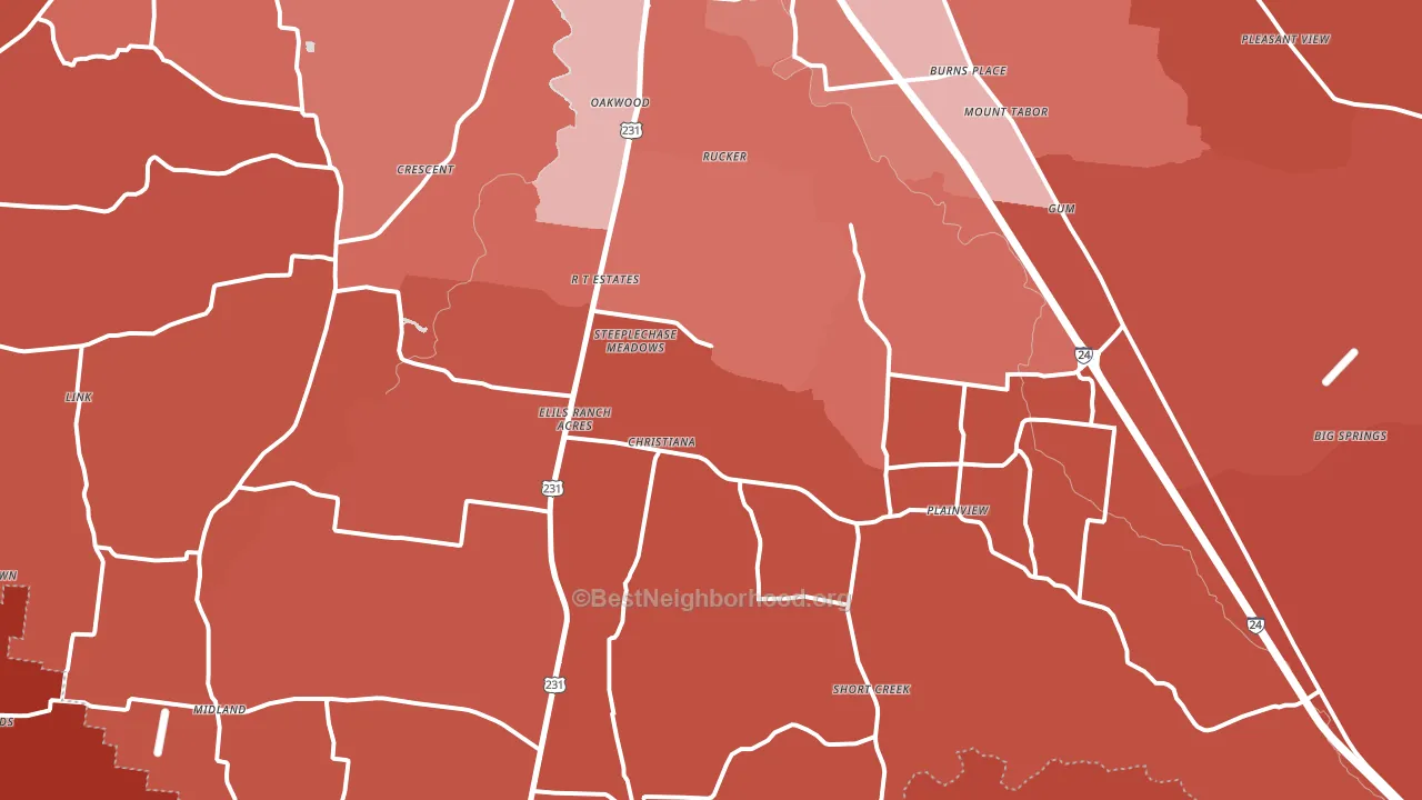 Christiana, TN block-group political-lean map