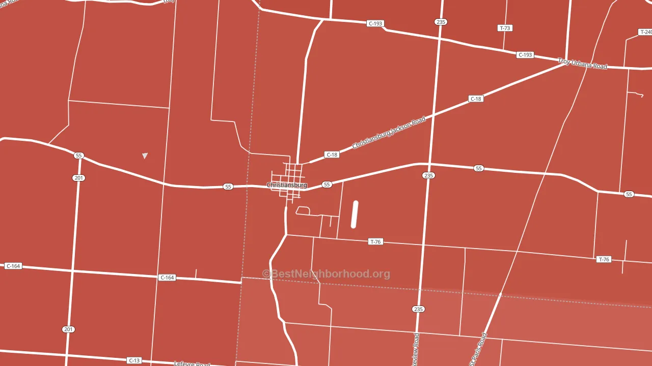 Christiansburg, OH block-group political-lean map