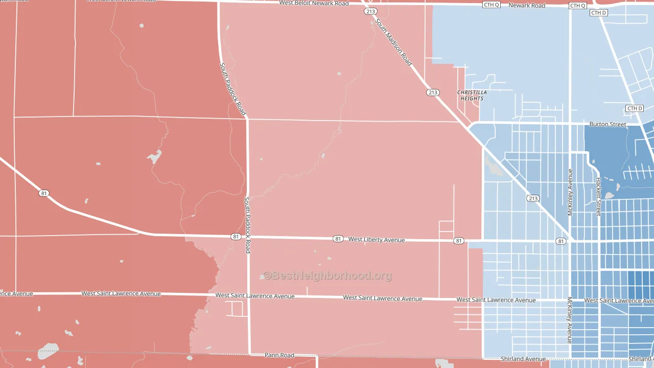 Christilla Heights, WI block-group political-lean map