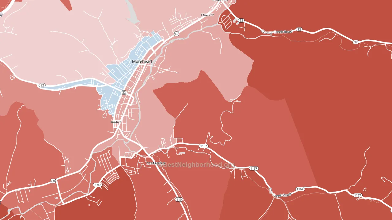Christy, KY block-group political-lean map