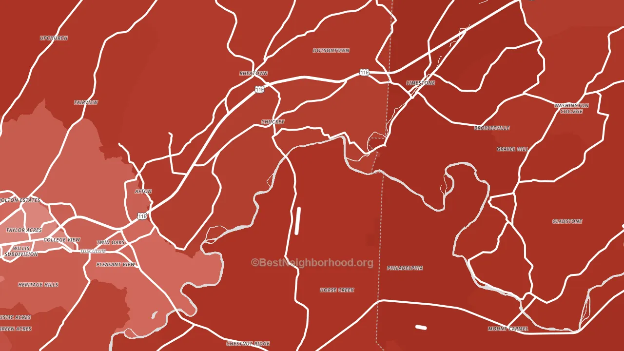 Chuckey, TN block-group political-lean map