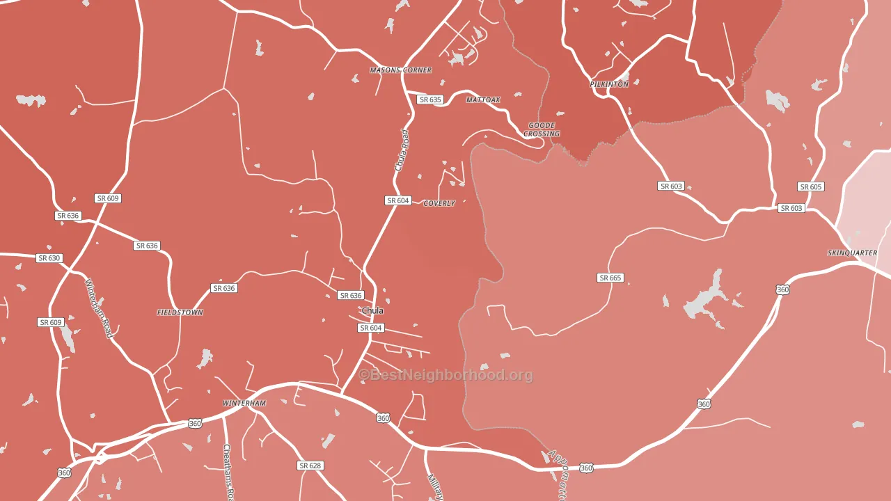 Chula, VA block-group political-lean map