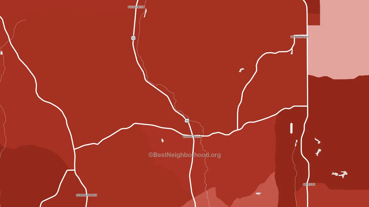 Chunchula, AL block-group political-lean map