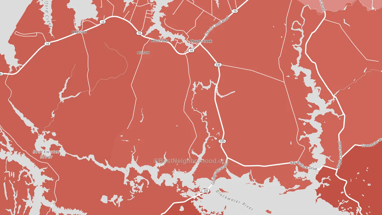 Church Creek, MD block-group political-lean map