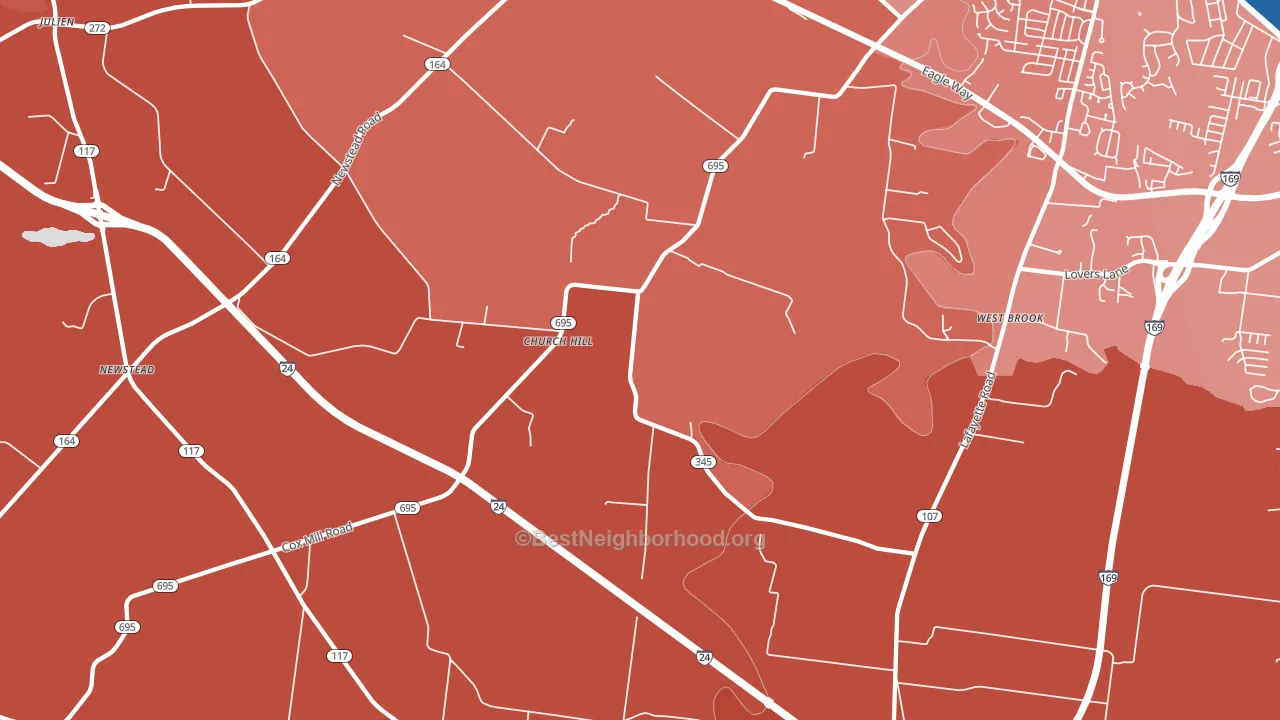 Church Hill, KY block-group political-lean map