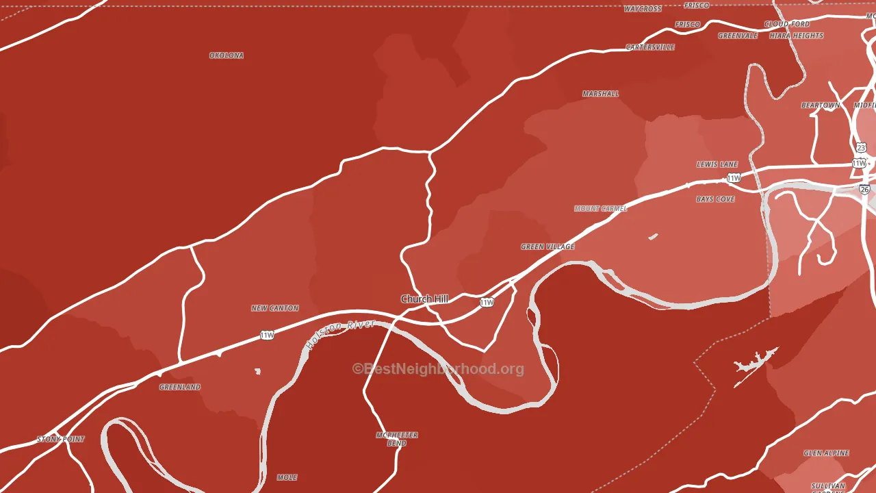 Church Hill, TN block-group political-lean map