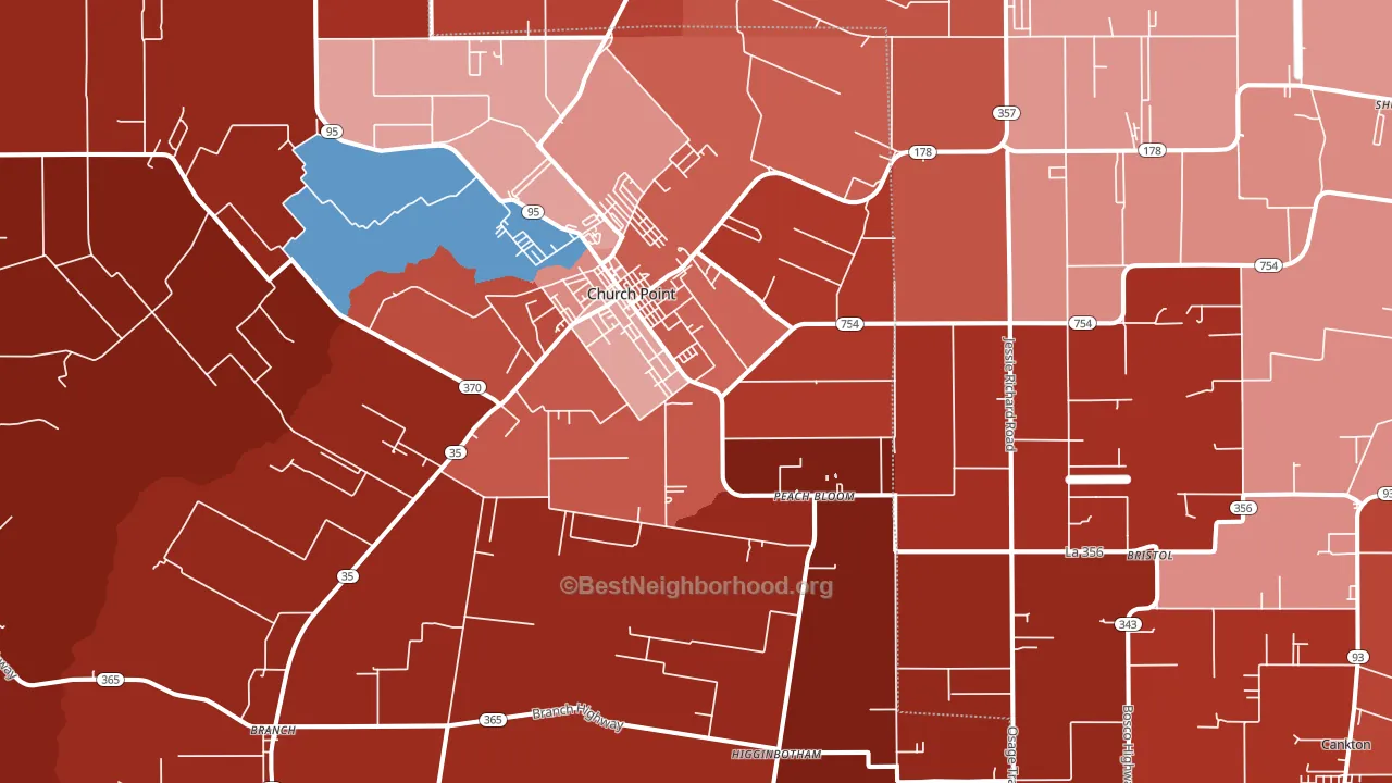 Church Point, LA block-group political-lean map