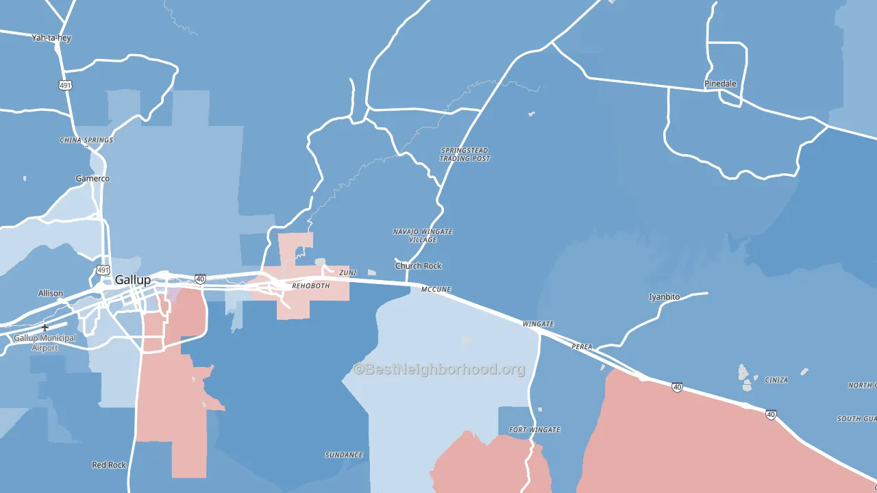 Church Rock, NM block-group political-lean map
