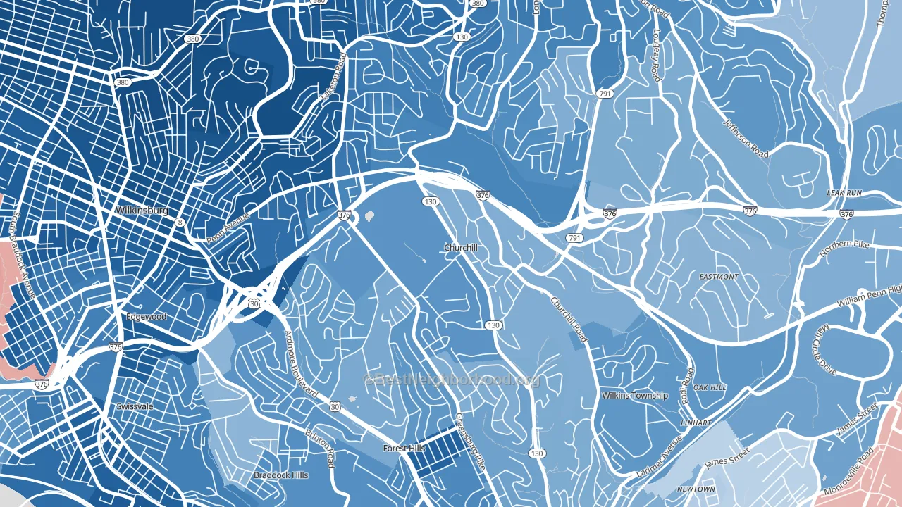 Churchill, PA block-group political-lean map