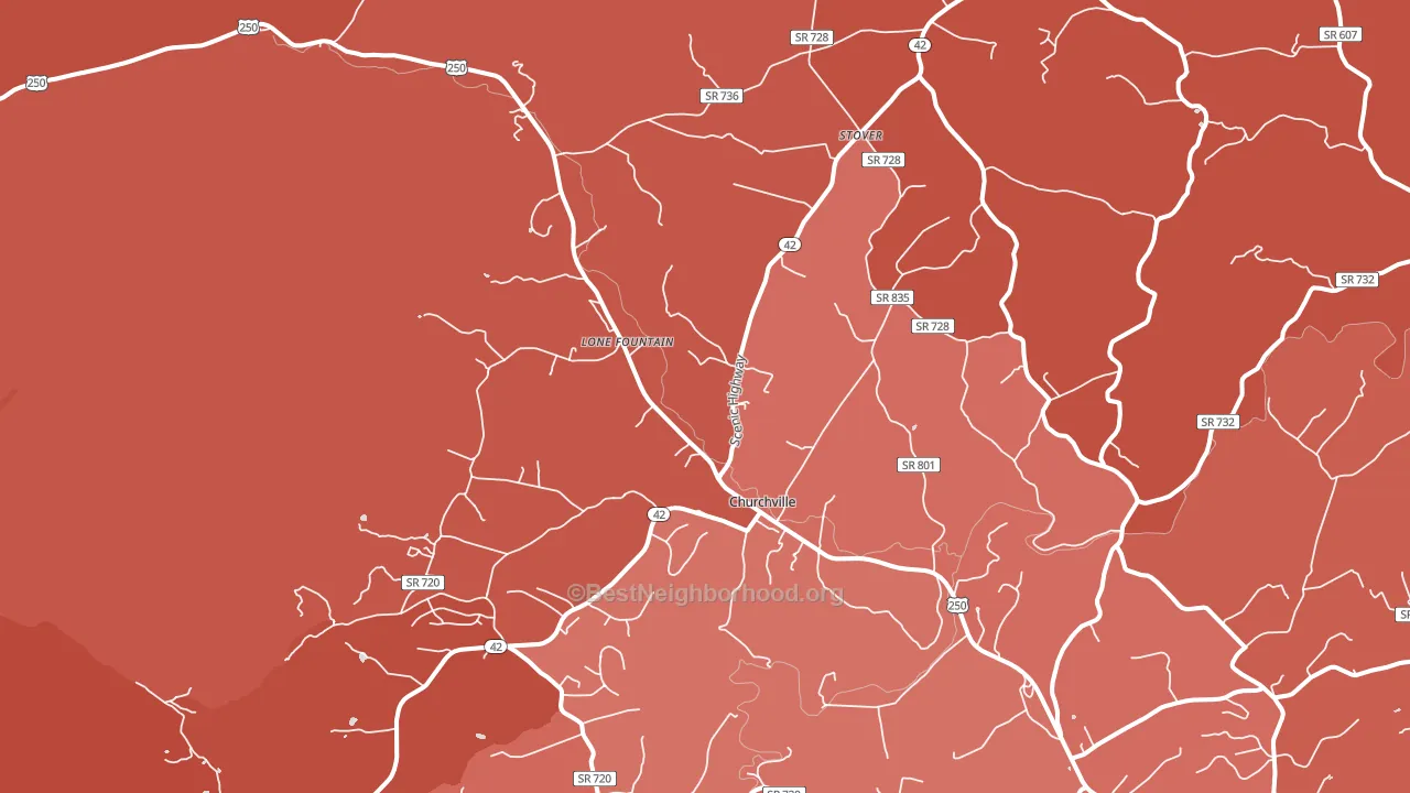 Churchville, VA block-group political-lean map