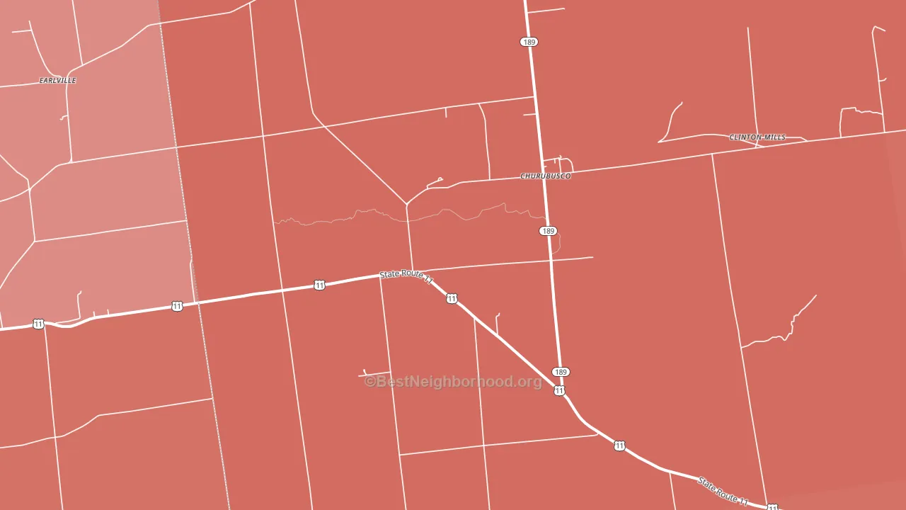 Churubusco, NY block-group political-lean map