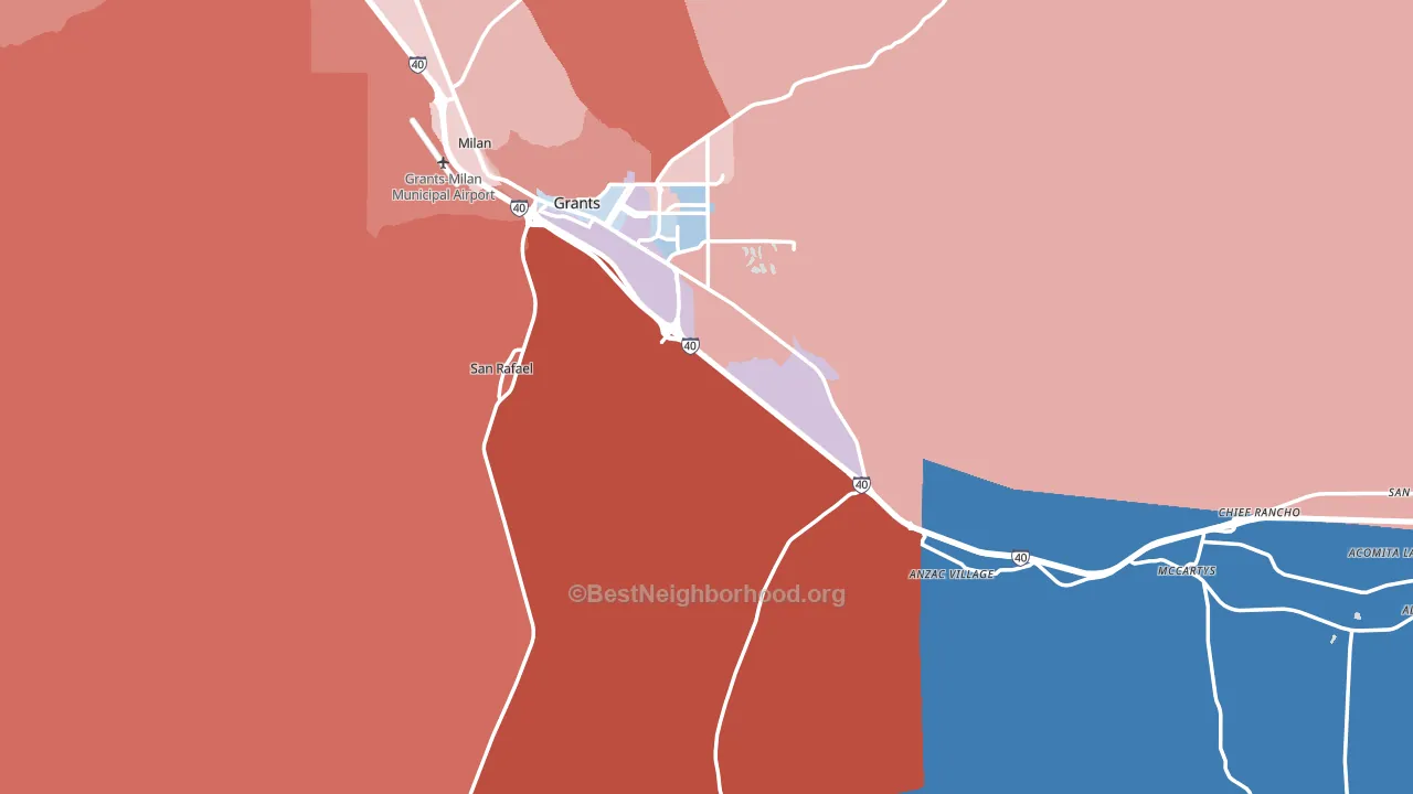 Cibola County, NM block-group political-lean map
