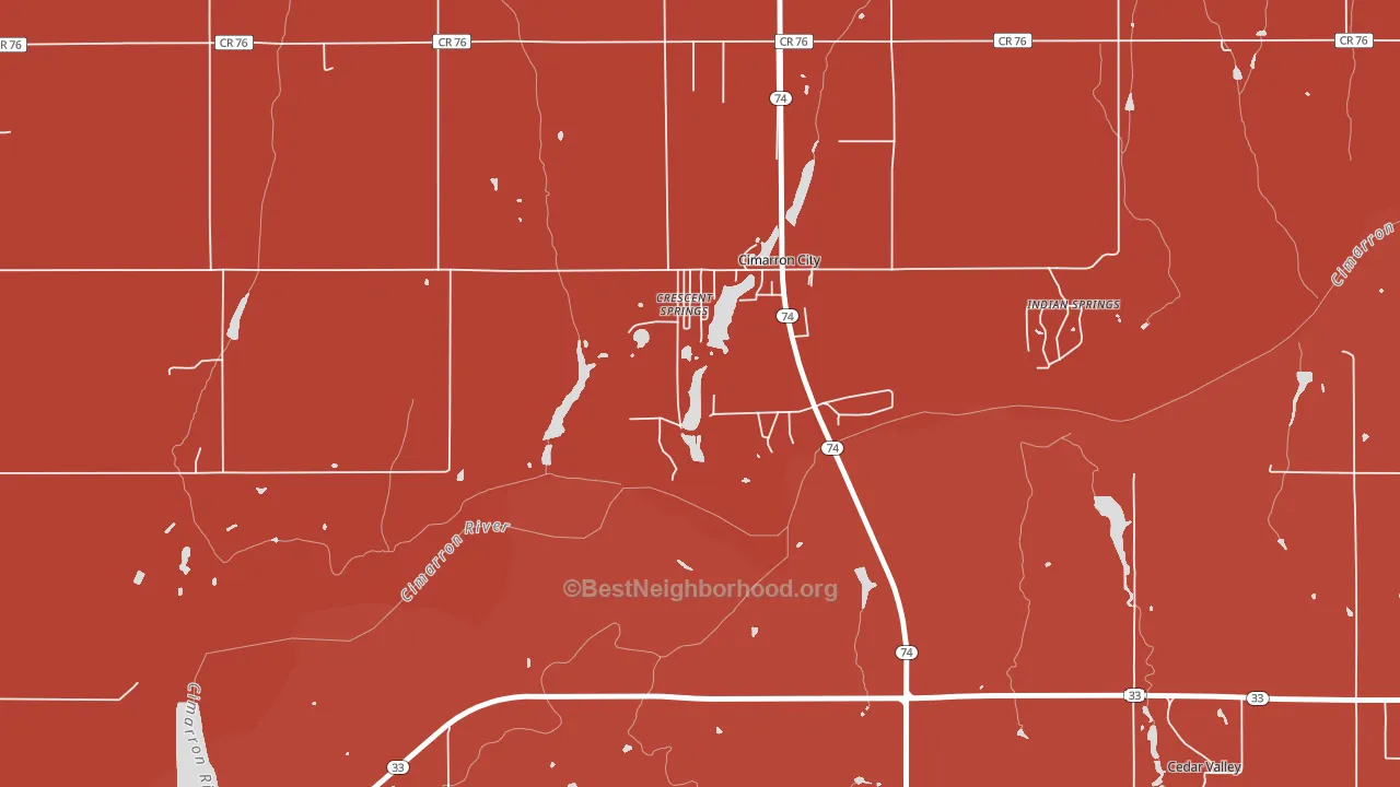 Cimarron City, OK block-group political-lean map
