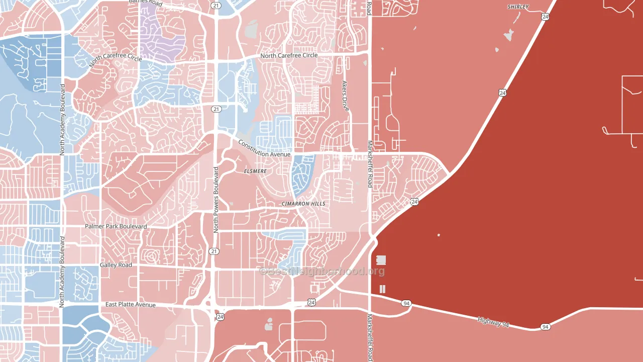 Cimarron Hills, CO block-group political-lean map