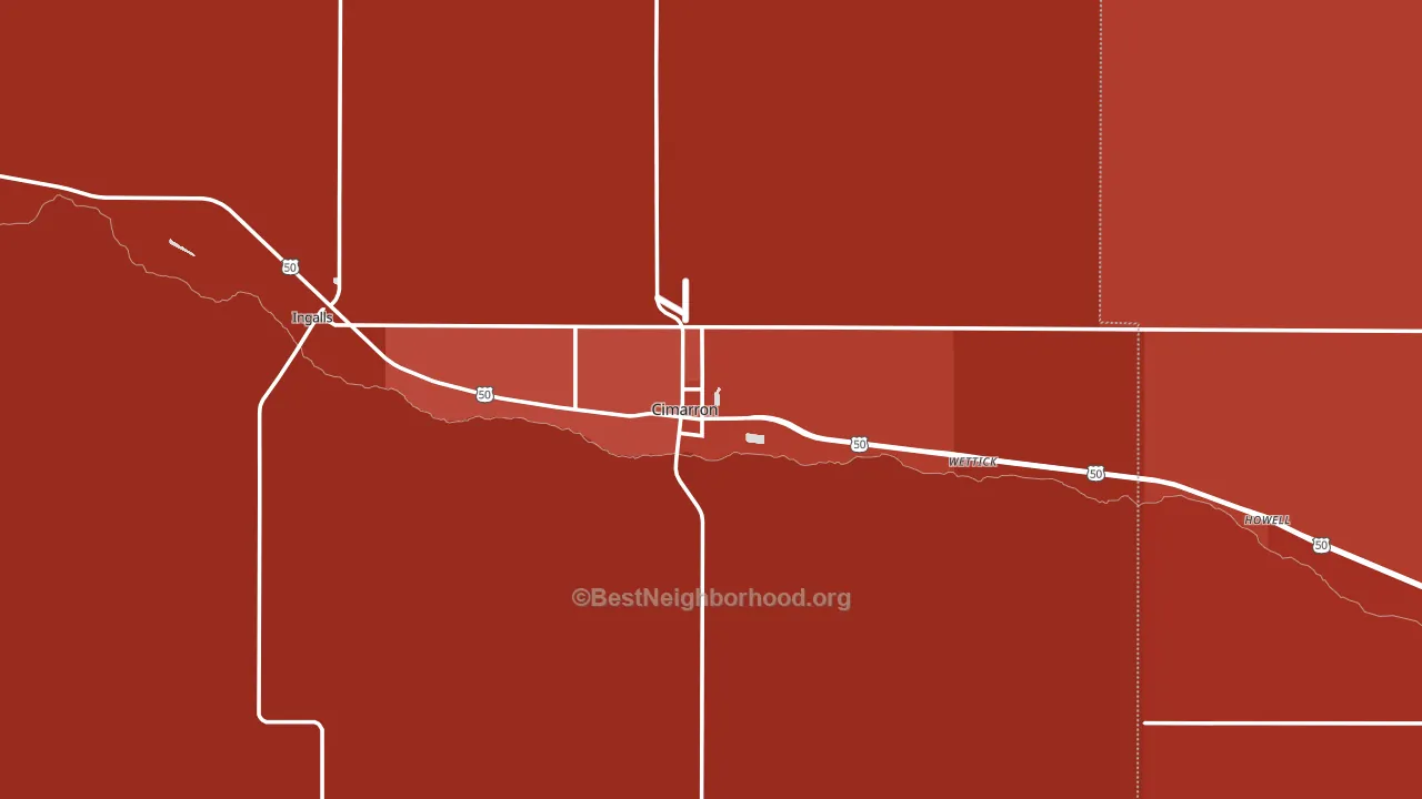 Cimarron, KS block-group political-lean map