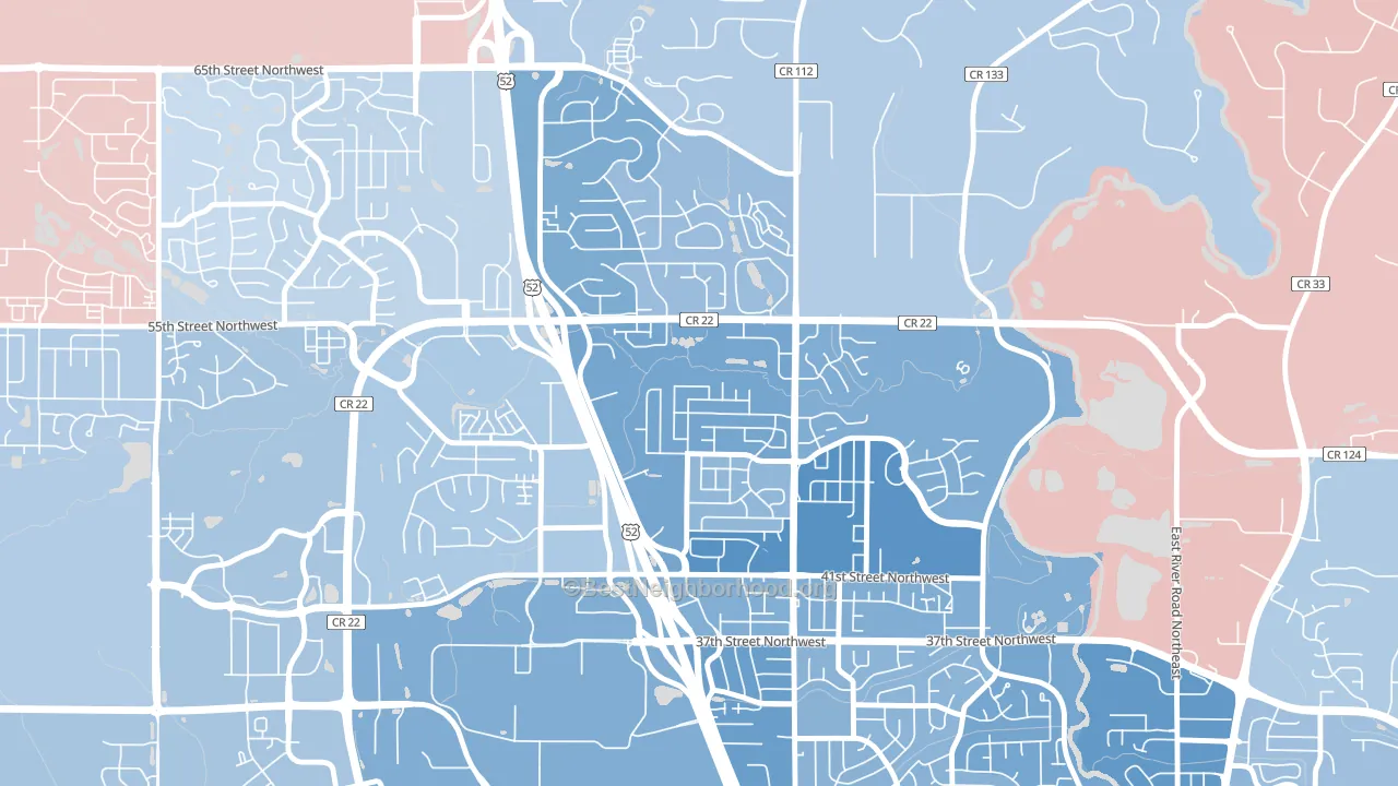 Cimarron, Rochester, MN block-group political-lean map