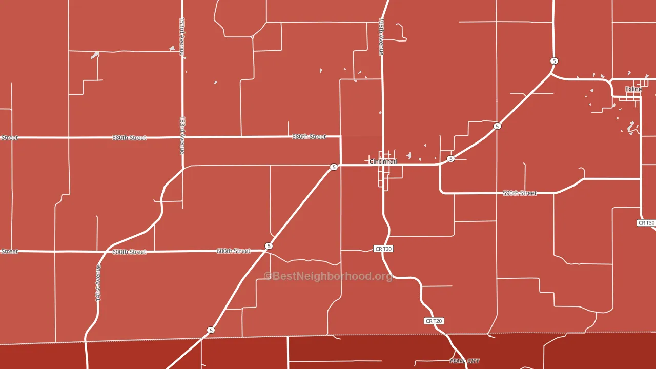 Cincinnati, IA block-group political-lean map