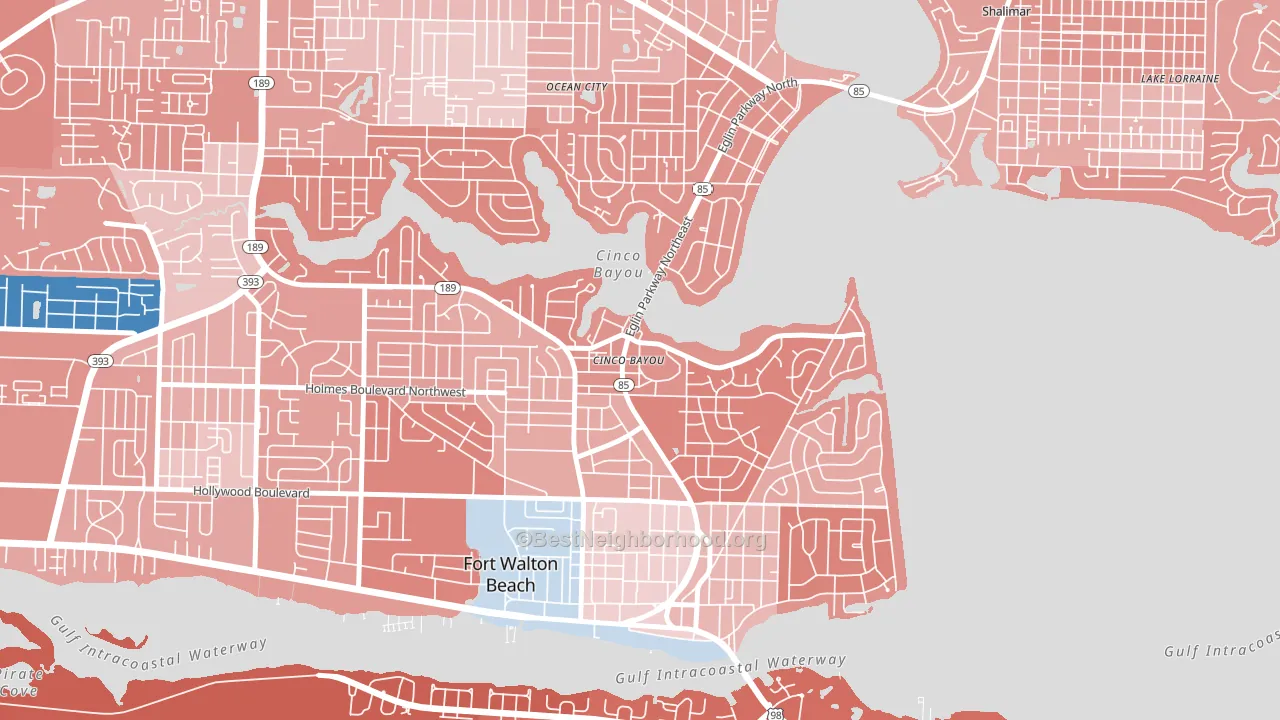Cinco Bayou, FL block-group political-lean map