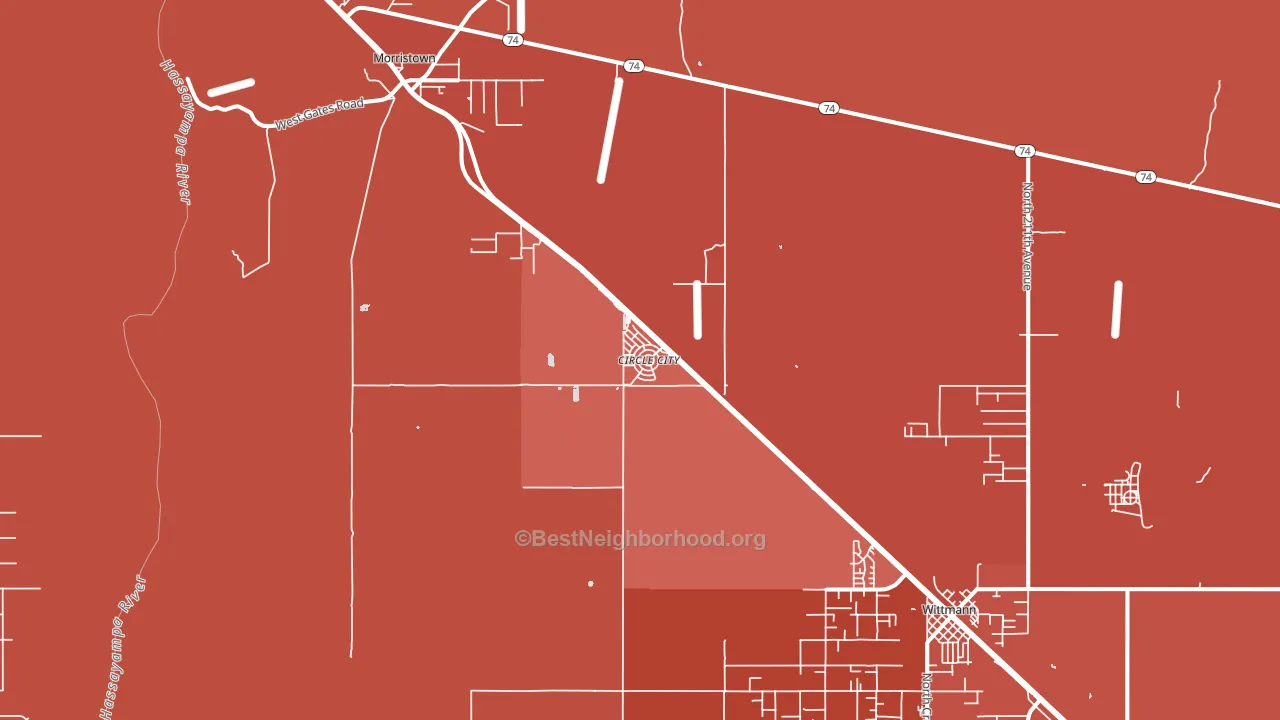 Circle City, AZ block-group political-lean map