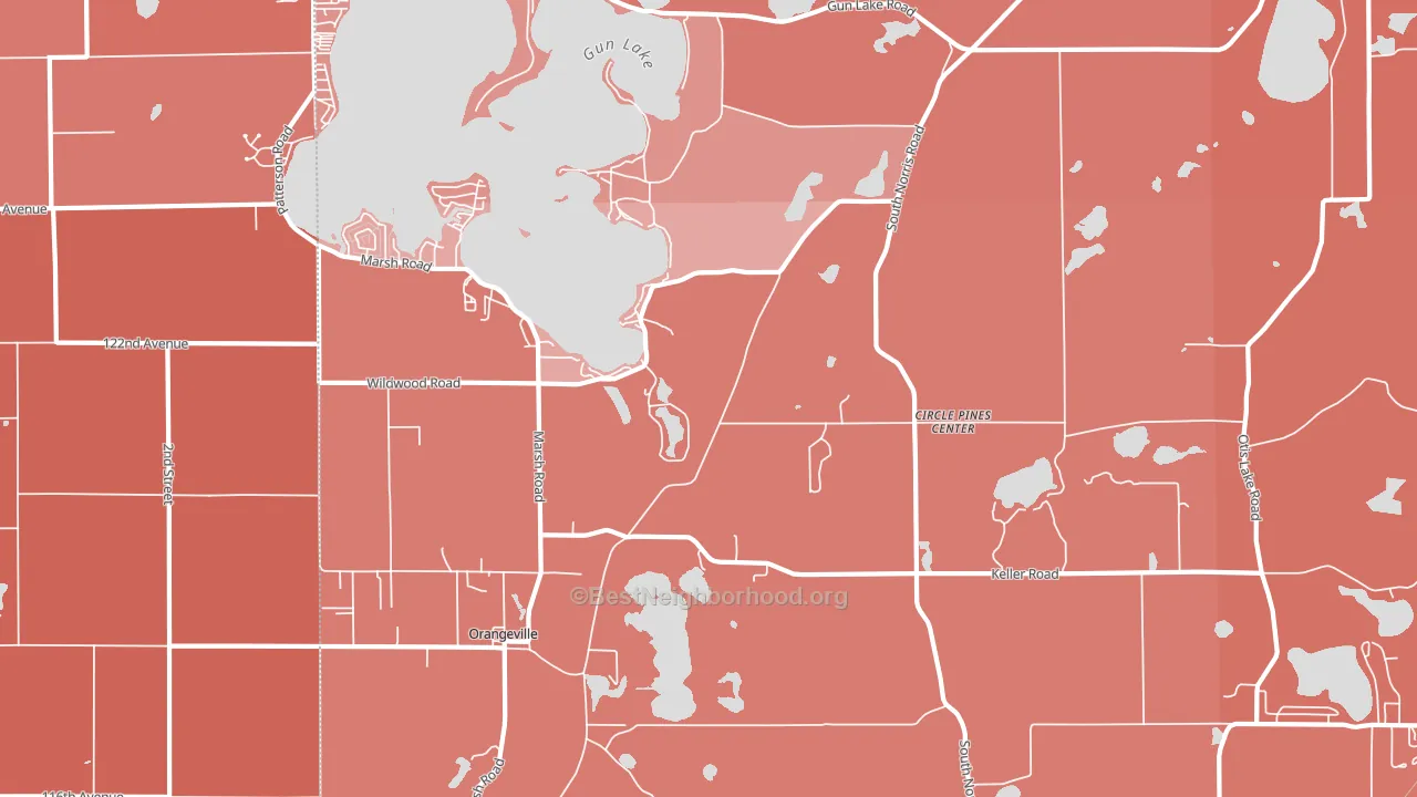Circle Pine Center, MI block-group political-lean map