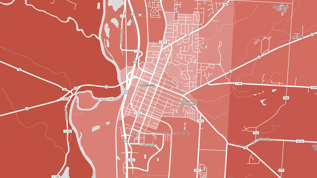 Circleville Historic District, Circleville, OH block-group political-lean map