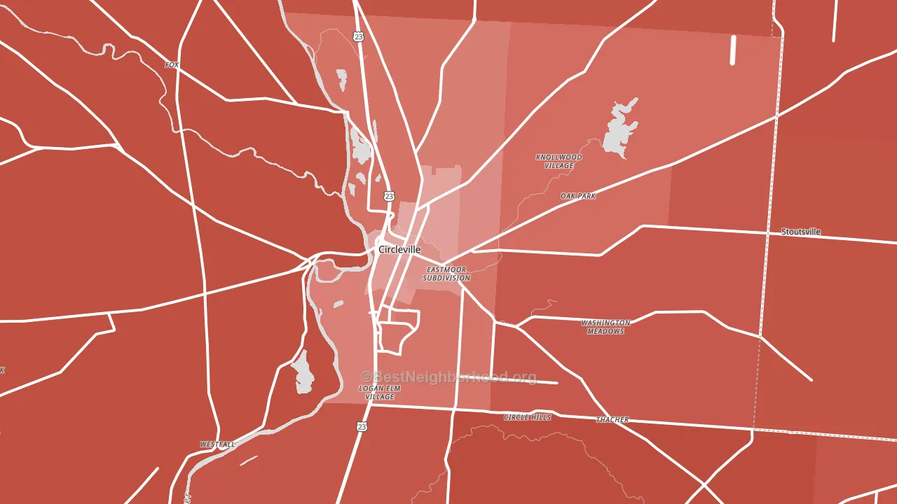 Circleville, OH block-group political-lean map