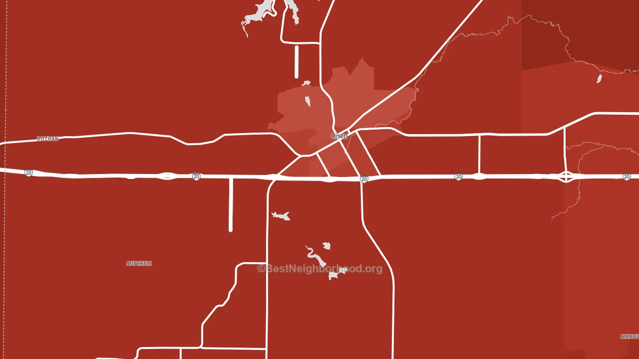 Cisco, TX block-group political-lean map