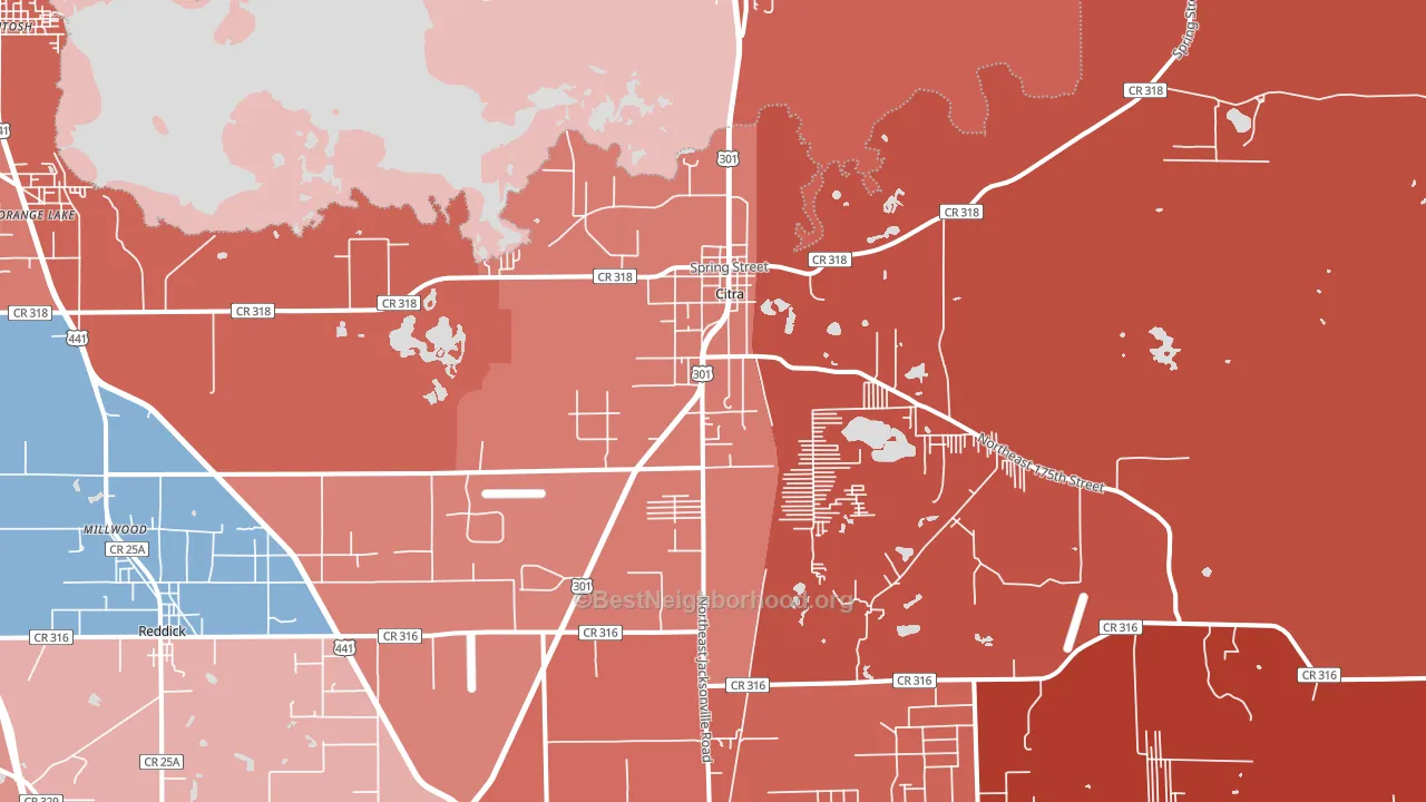 Citra, FL block-group political-lean map