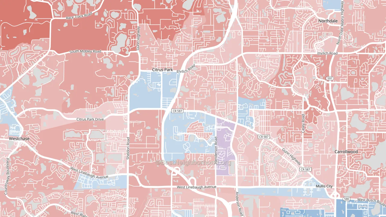 Citrus Park, FL block-group political-lean map