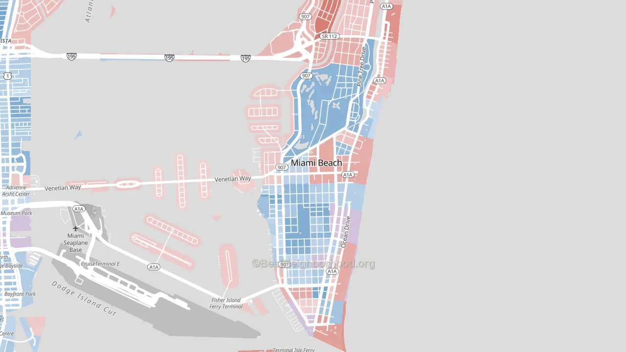 City Center, Miami Beach, FL block-group political-lean map