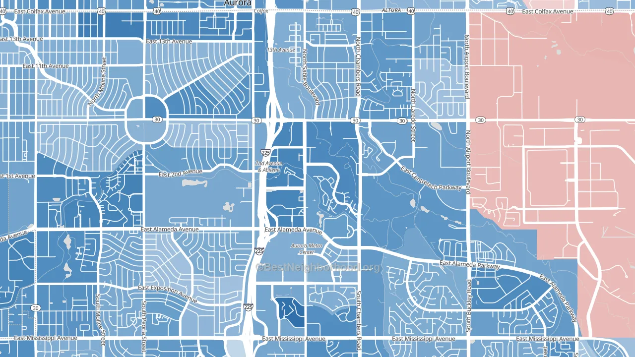 City Center North, Aurora, CO block-group political-lean map