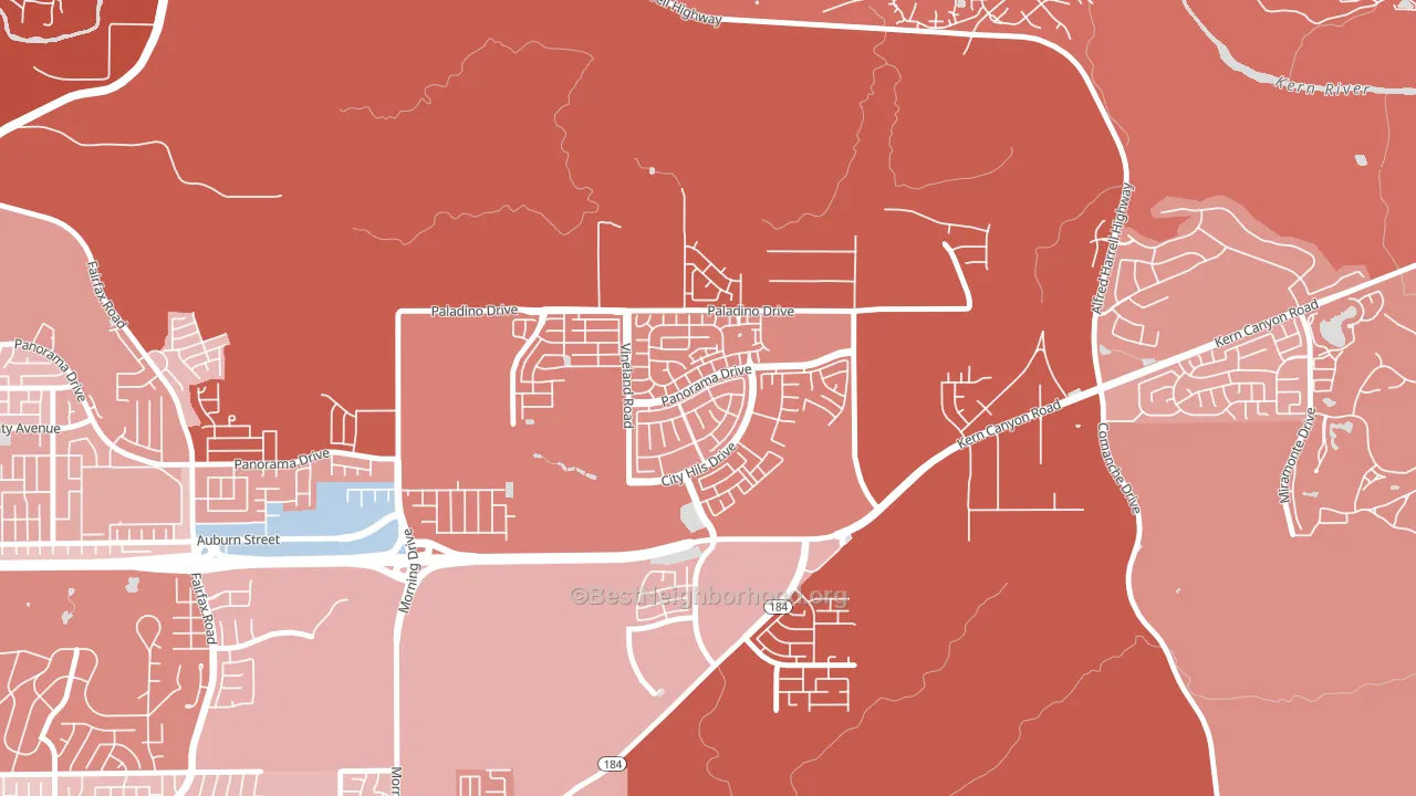 City in the Hills, Bakersfield, CA block-group political-lean map