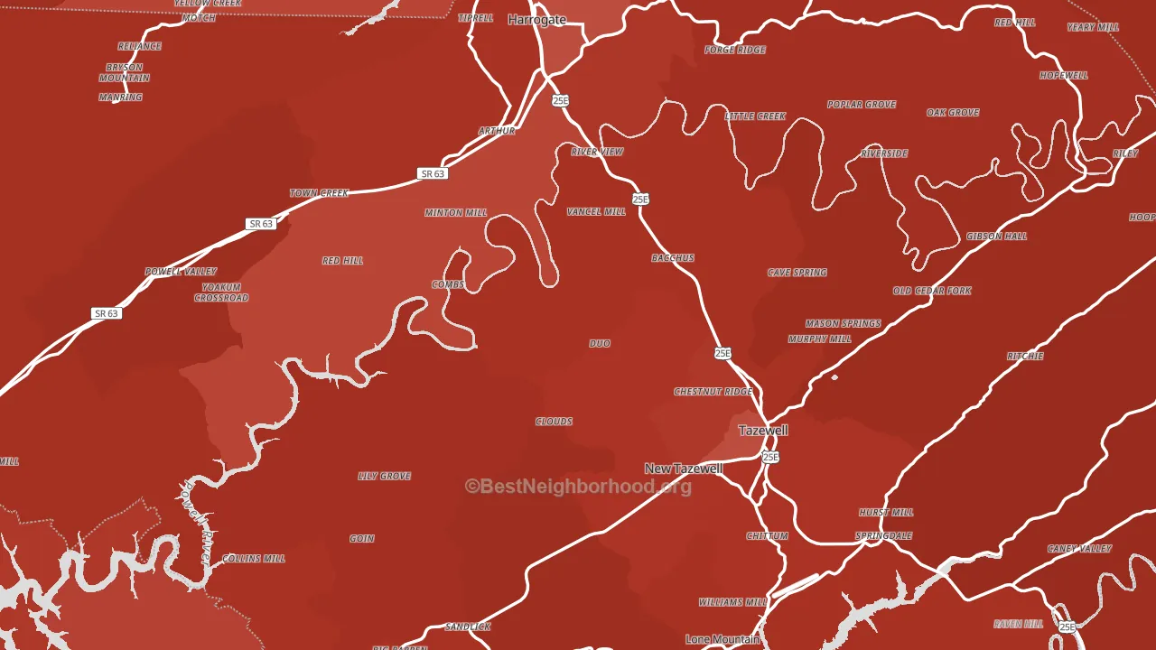 Claiborne County, TN block-group political-lean map