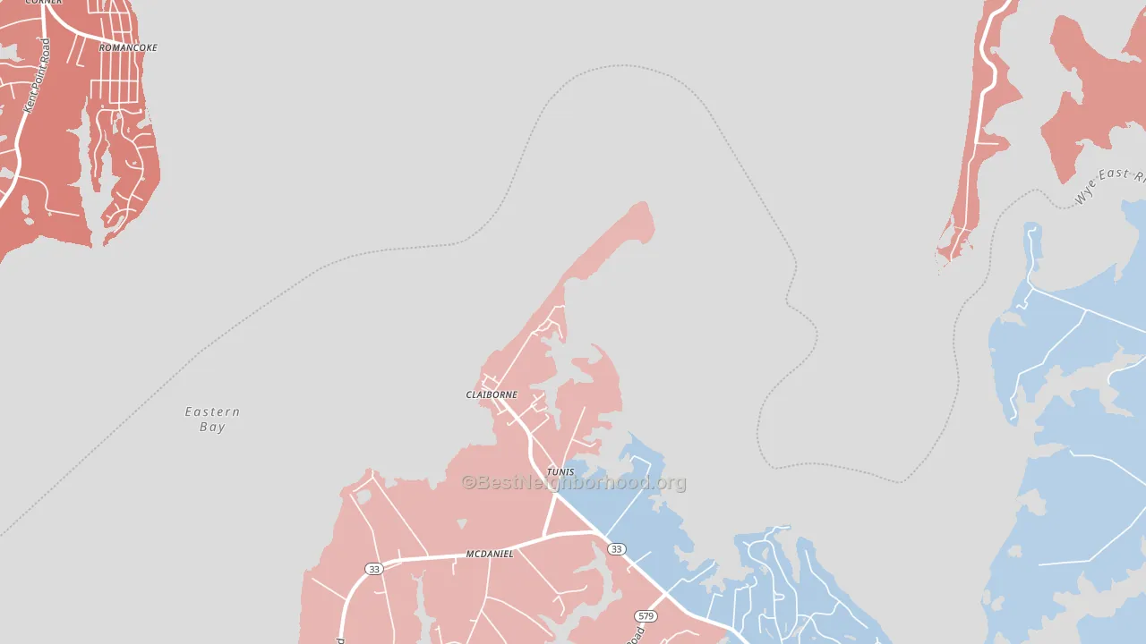 Claiborne, MD block-group political-lean map