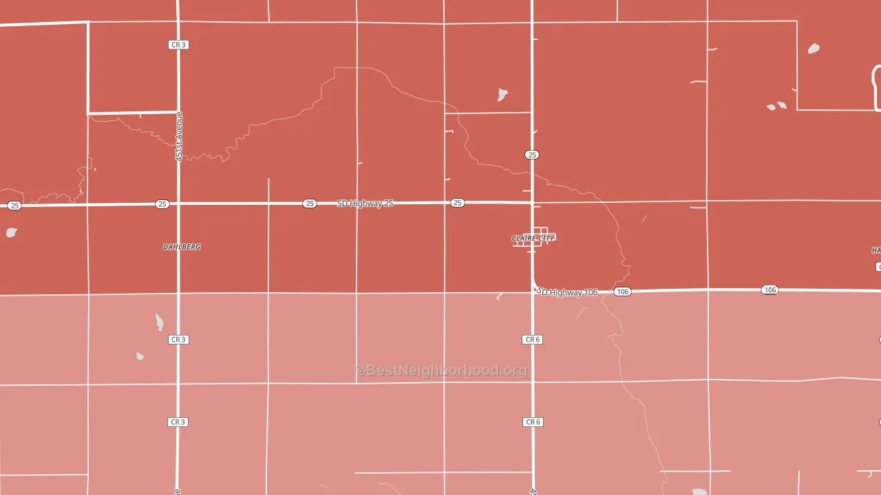 Claire City, SD block-group political-lean map