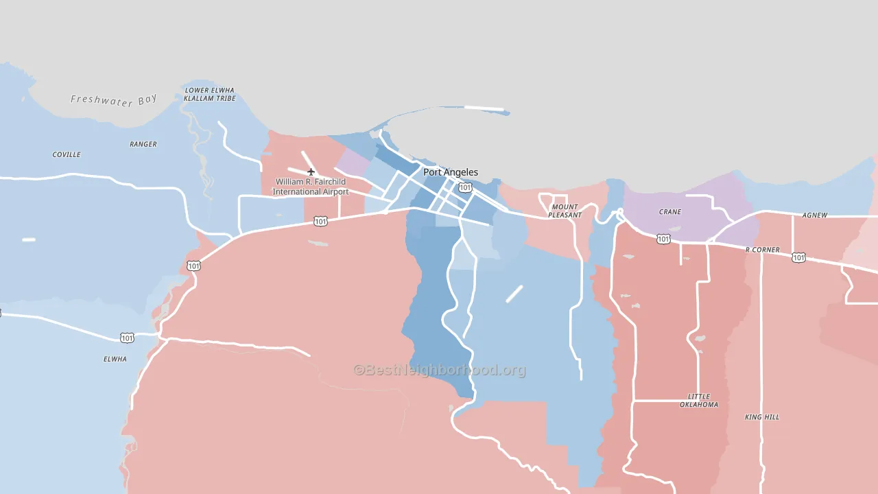 Clallam County, WA block-group political-lean map