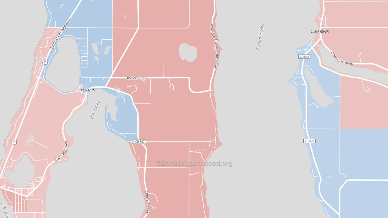 Clam River, MI block-group political-lean map