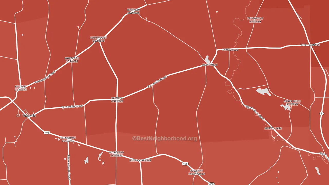 Clappville, PA block-group political-lean map