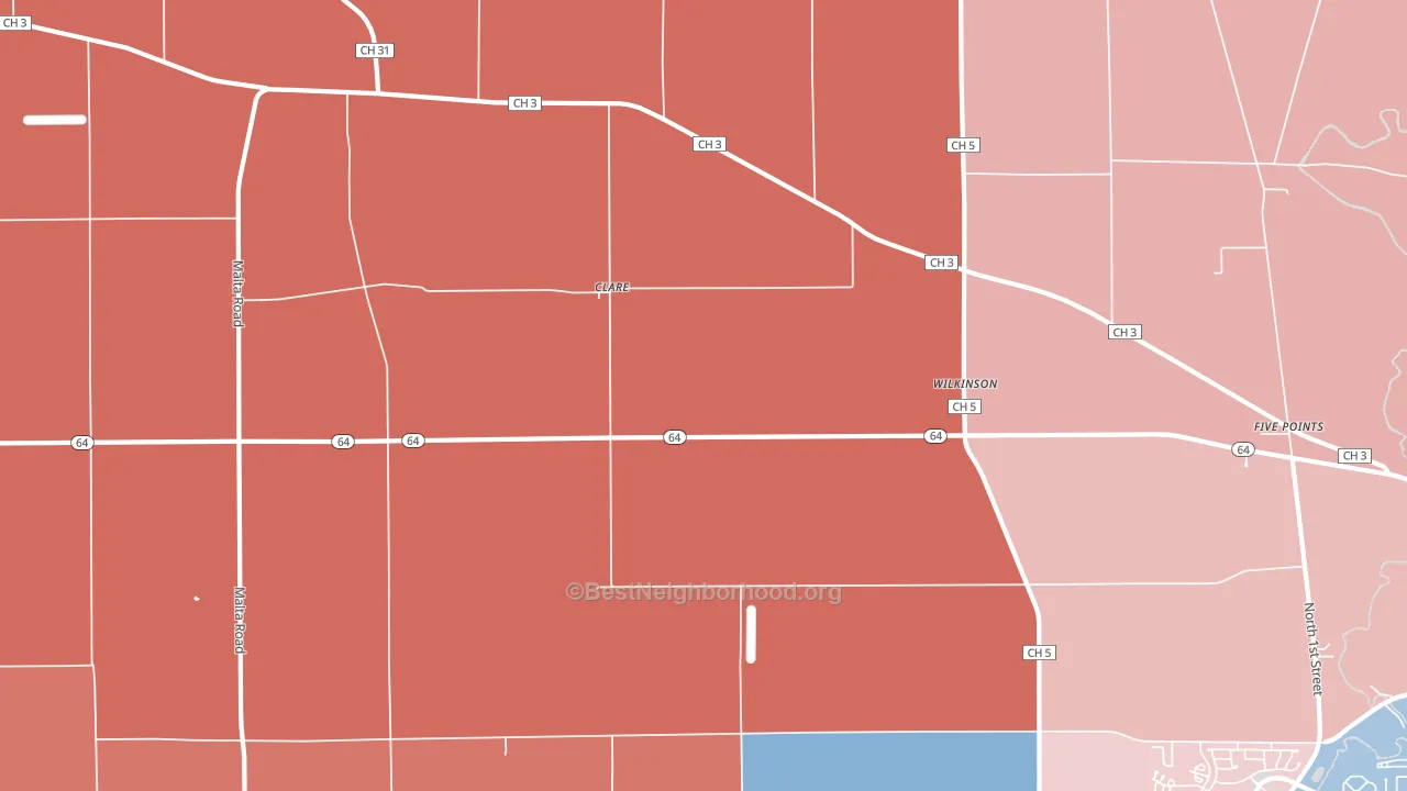 Clare, IL block-group political-lean map